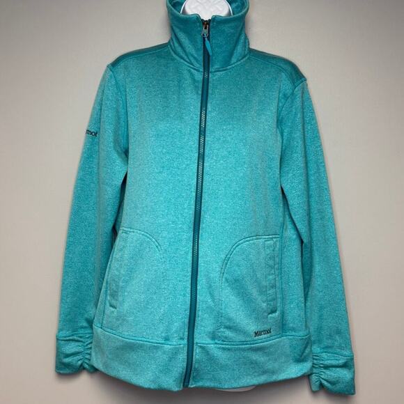Marmot Teal Fleece Line Full Zip Running Jacket Womens Sz L - Picture 1 of 10